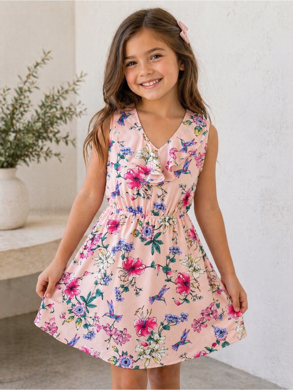 Sophia and Zeke Floral Ruffle Dress